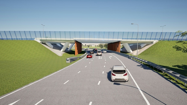 Veiligheidsconstructie onder viaducten A12, bij Velperbroek. Beeld: Rijkswaterstaat.