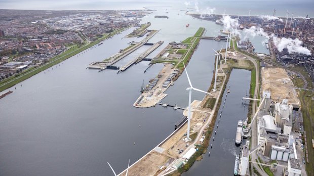 Zoutdam vanaf boven