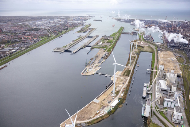 Zoutdam vanaf boven